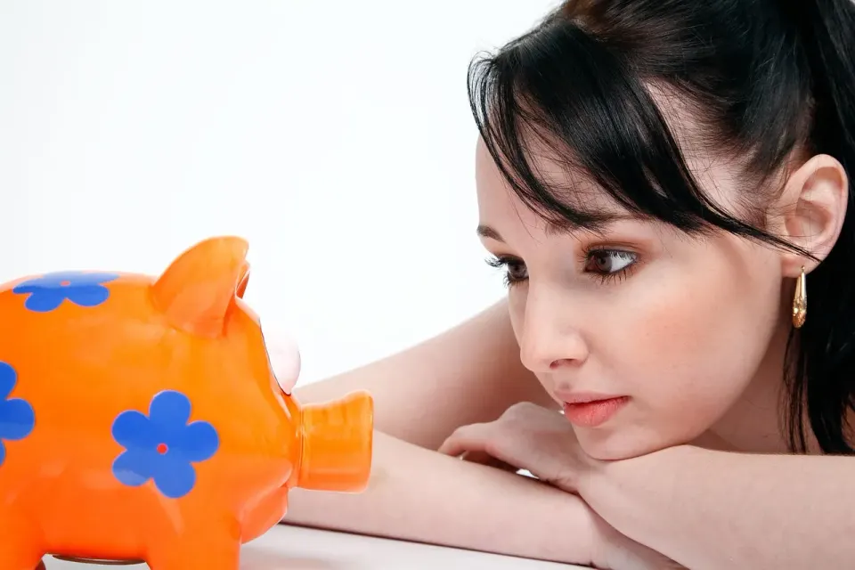 piggy bank, saving, money, young woman