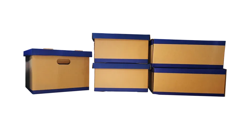 Cardboard moving boxes ready to be carried out